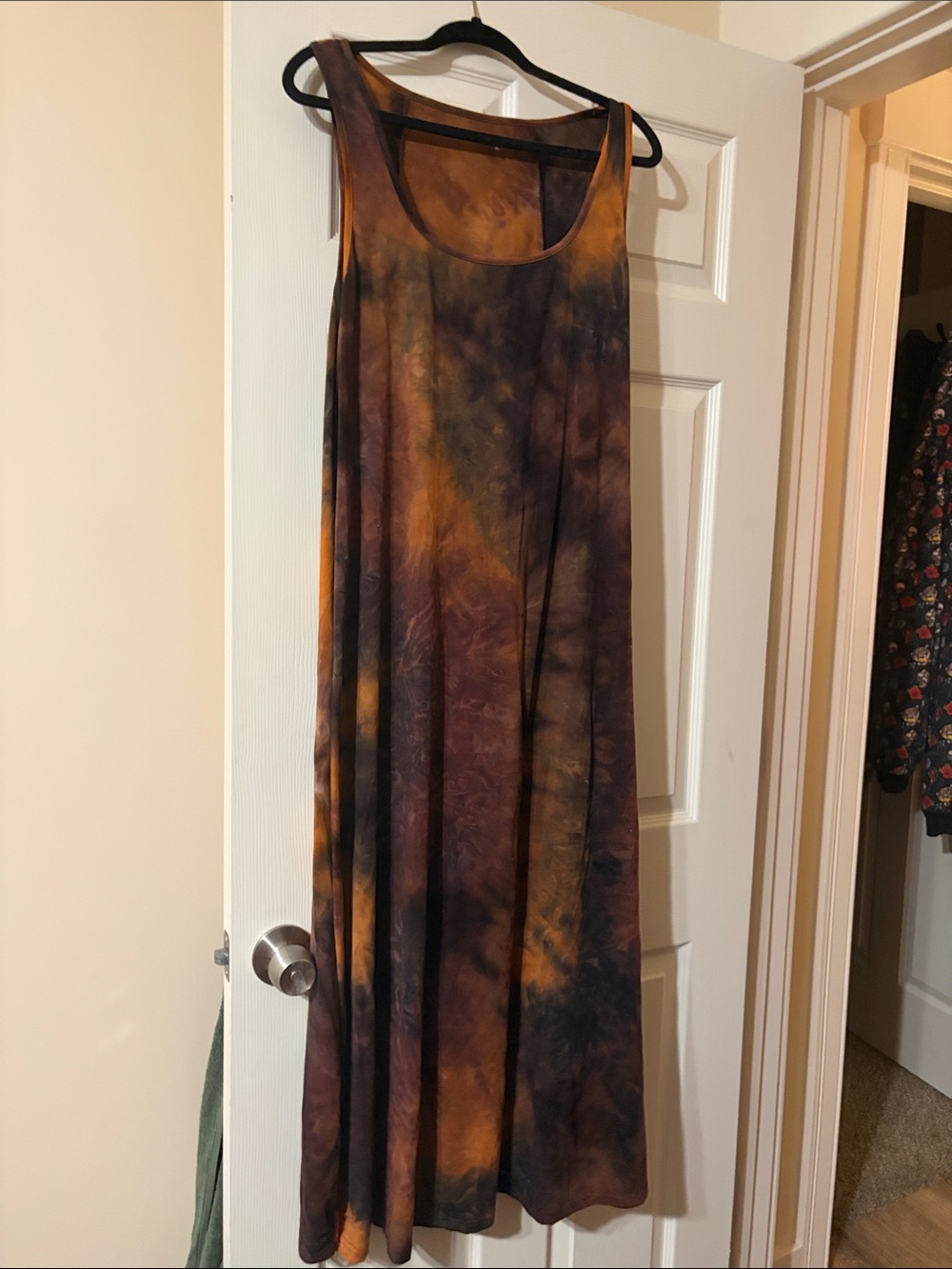 Sleeveless Tie-Dye Maxi Dress in Brown and Orange